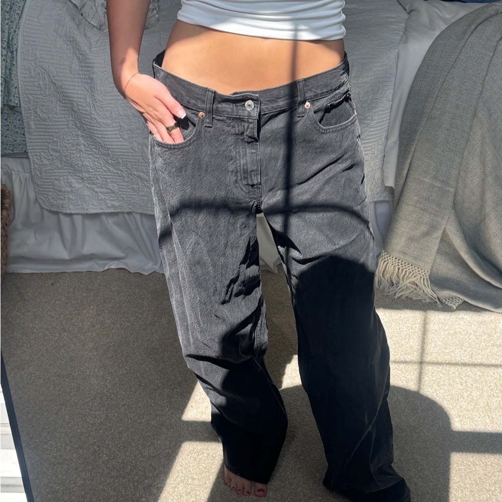 New Abercrombie & Fitch Black Baggy Low Rise Curve Love Jeans